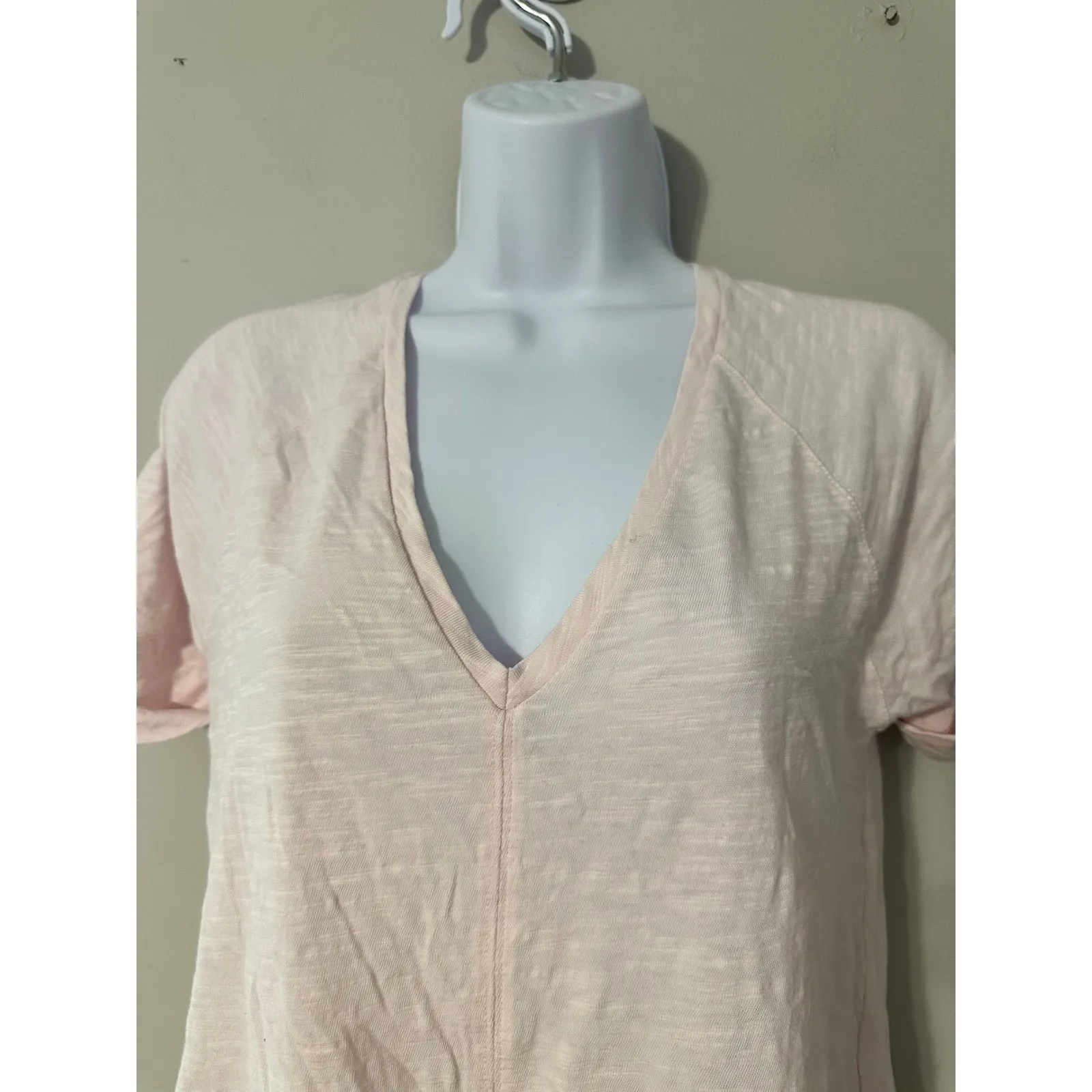 Lilla P Womens Tie Front T Shirt Top V Neck Short Sleeve‎ Pink Small Cotton - Image 4