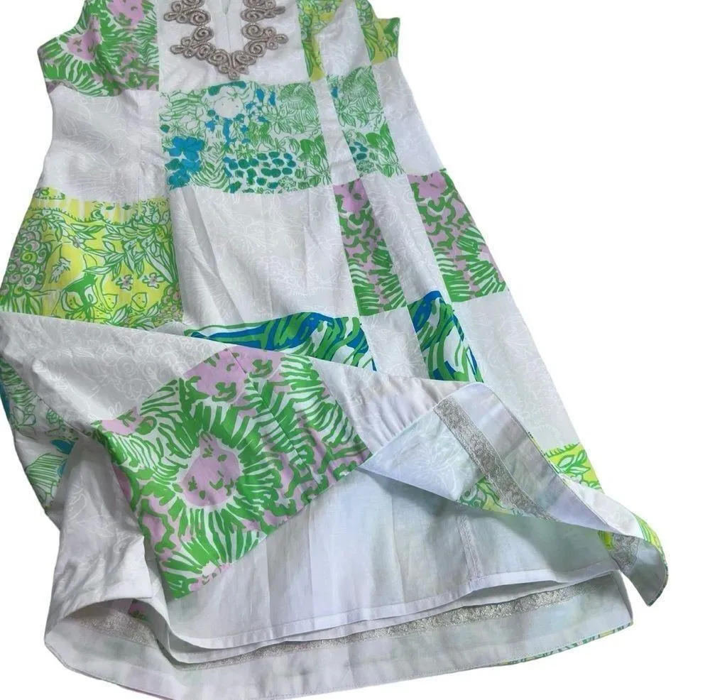 Lilly Pulitzer Janice Mini Dress Gold Lace Lioness Patchwork - Image 5