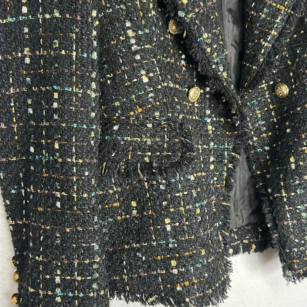 Attentif Paris Sparkle Houndstooth Blazer Jacket | 36 Black Size 2 - Image 3