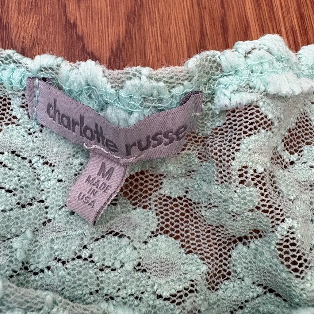 Charlotte Russe Floral Lace Top - Light Green - Image 3