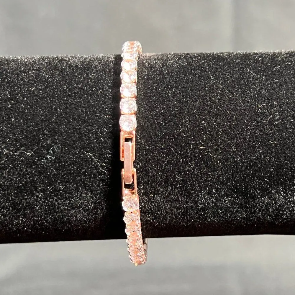 Rose Gold Tone Tennis Bracelet - Image 3