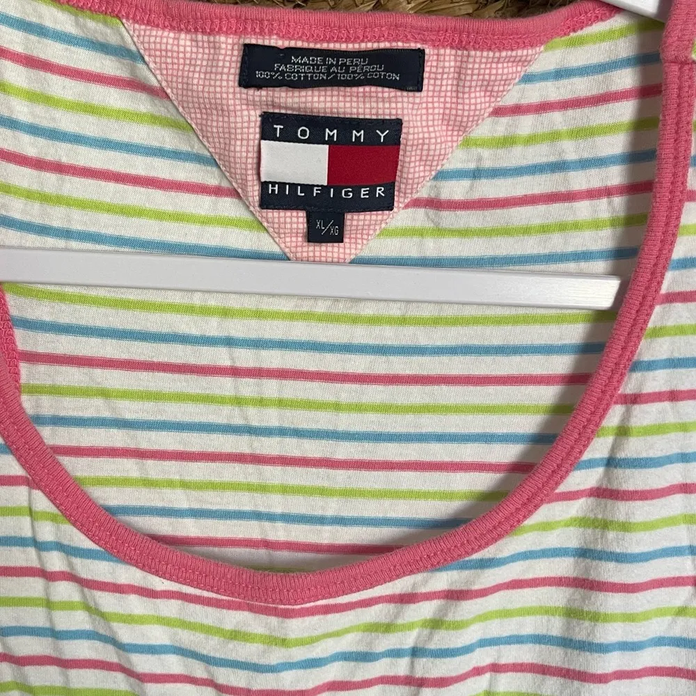 Vintage Y2K Tommy Hilfiger Pastel Stripe Tank Top SZ XL Early 2000s - Image 3