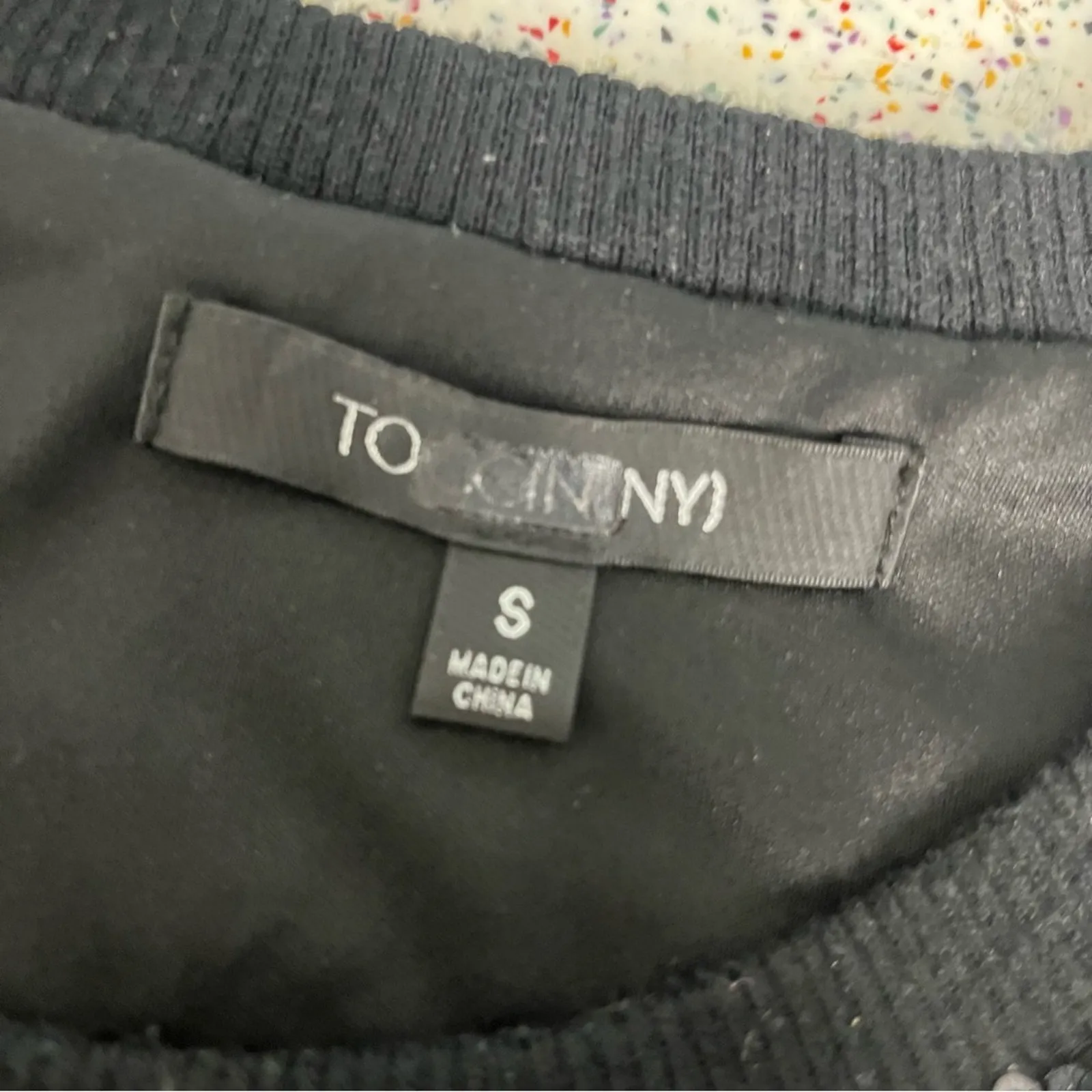 Toccin Sequin Crop Top Black Crewneck Sleeveless Glam Blouse Women’s Size S - Image 3