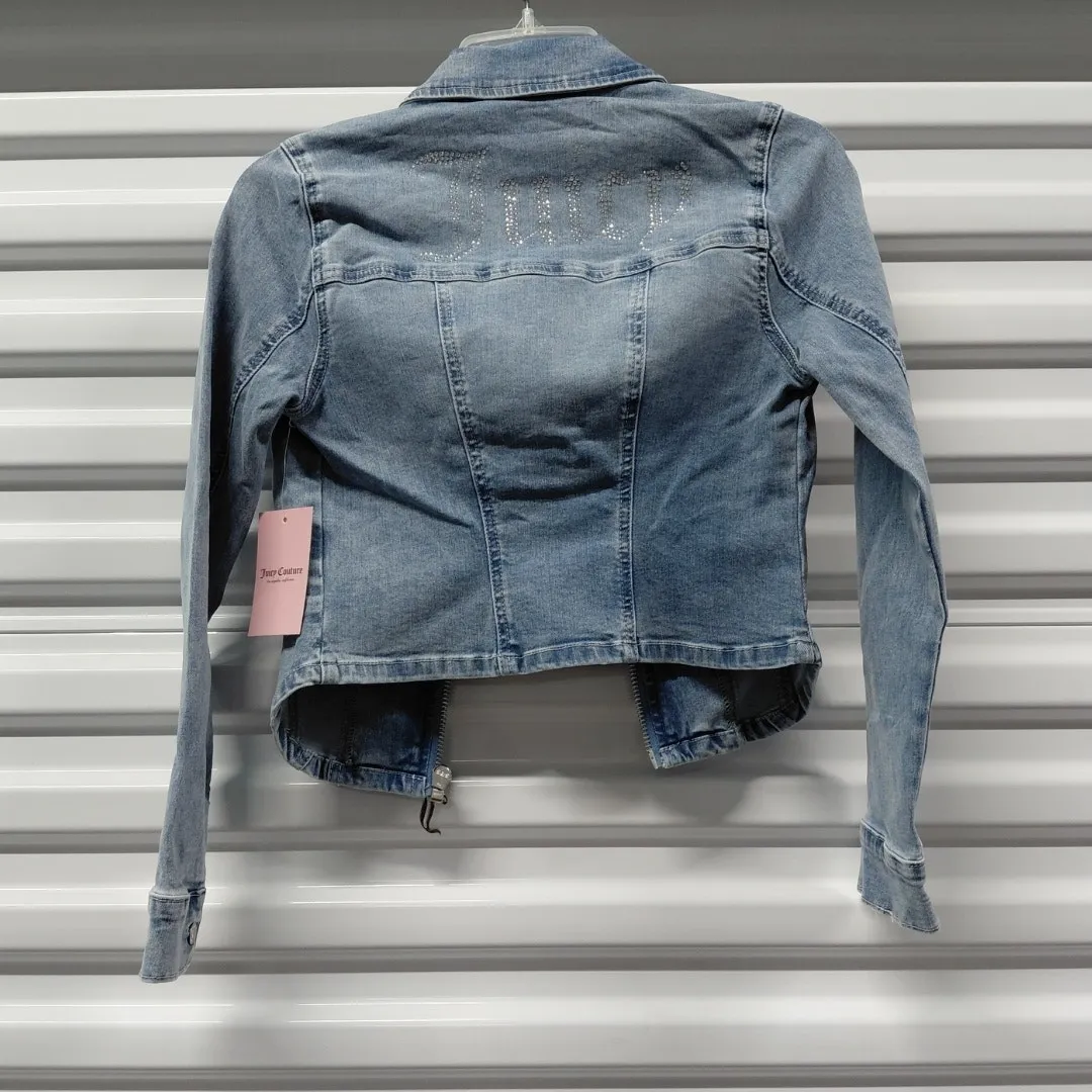 Juicy Couture Women’s Corset Trucker Denim Jacket Light Wash XS Rhinestone Logo - Image 5