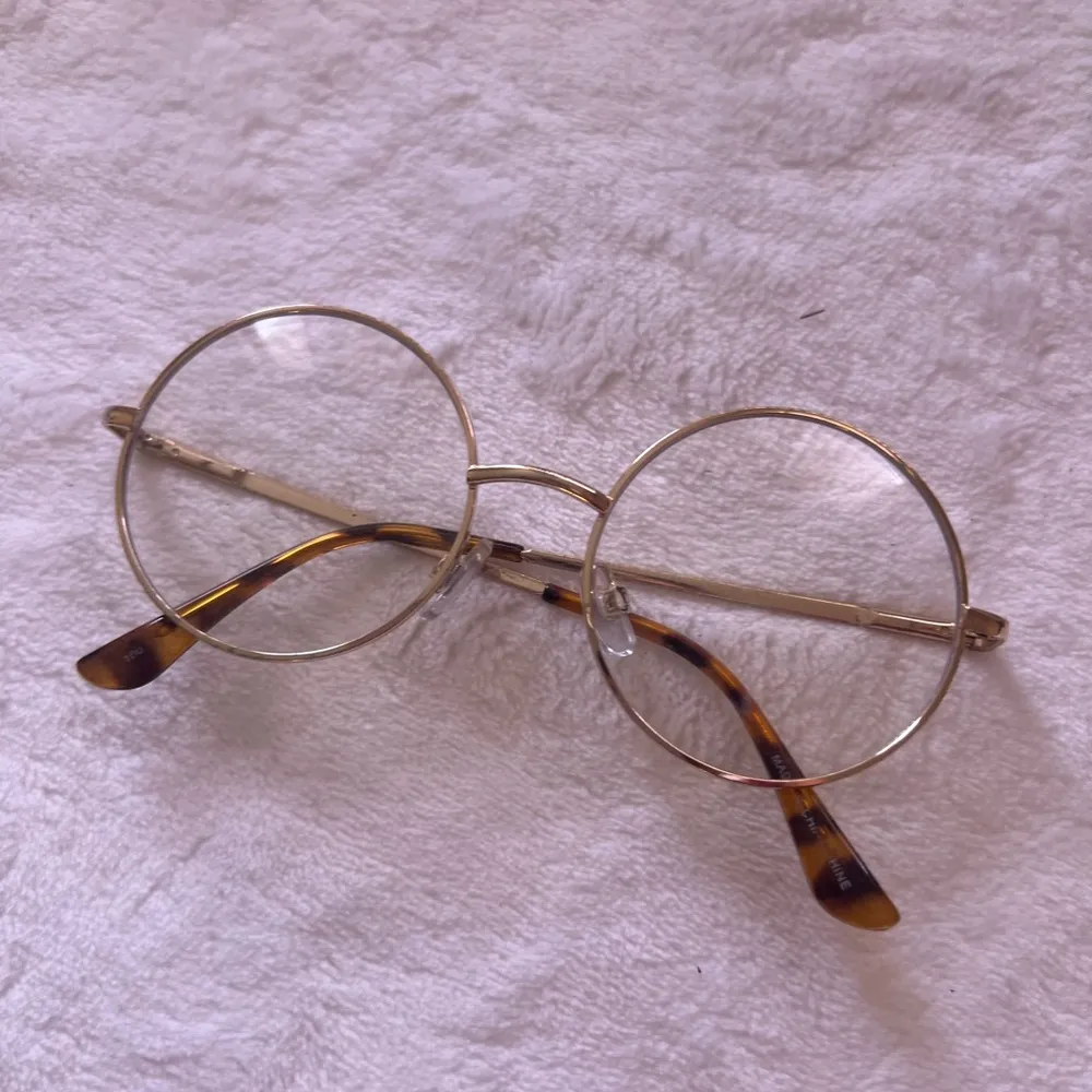 Men or Women OVERSIZED RETRO Style Clear Lens EYE GLASSES Large Round Gold Frame Brown - Image 5