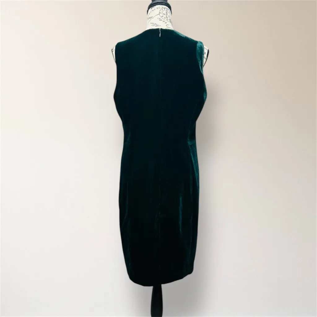 Elie Tahari Green Velvet‎ Cutout Sleeveless Sheath Midi Party Cocktail Dress 12 - Image 5