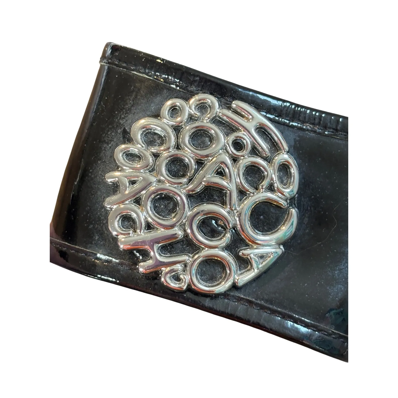 Coach‎ Judith Black Patent Leather Cork Wedge Sandals Embellished Logo Size 7.5 - Image 15