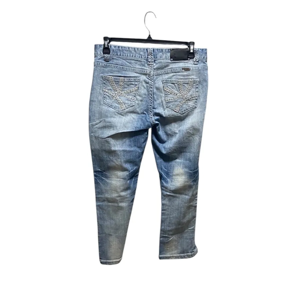 Rock & Roll Cowgirl Boyfriend Fit Cropped Jeans Blue Size 28 Y2K - Image 14