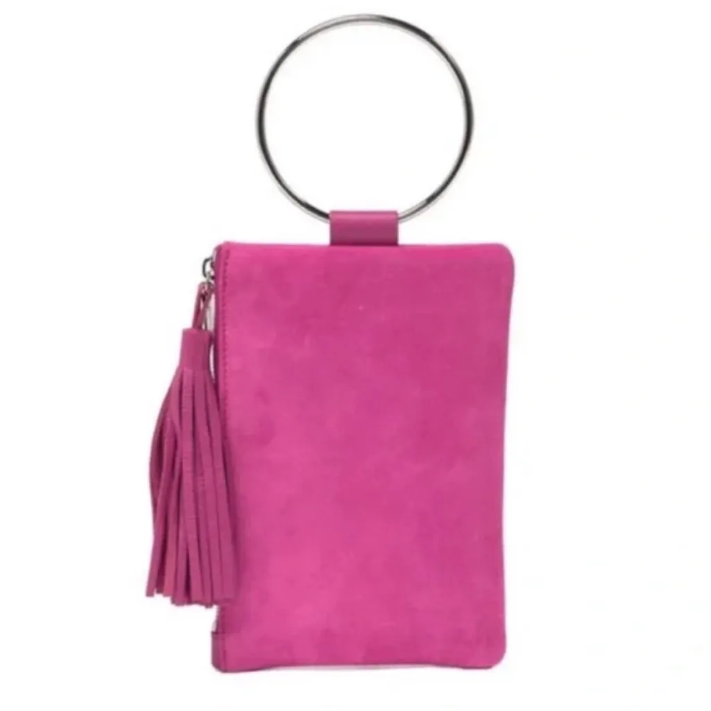 Thacker Nolita Suede Tassel Ring Clutch, Pink Orchid / Silver - Image 4
