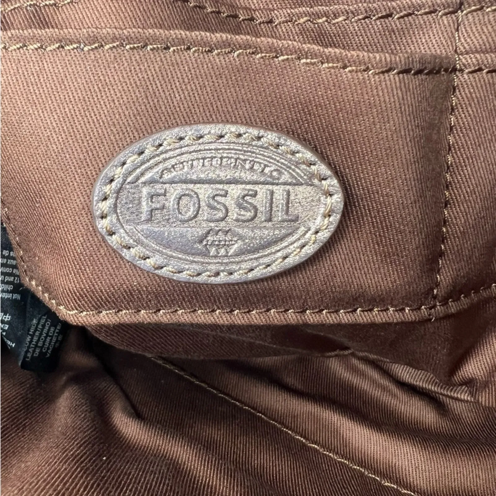 Fossil Erin bag crossbody cow hide rose gold leather zip top purse - Image 14