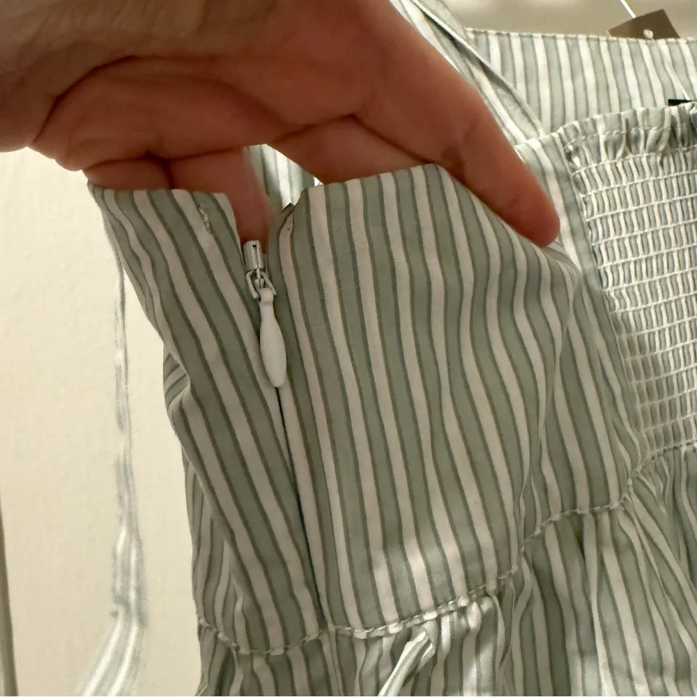 J. Crew Tie-shoulder tank top in stripe green & white size 00 nwt 100% cotton - Image 7