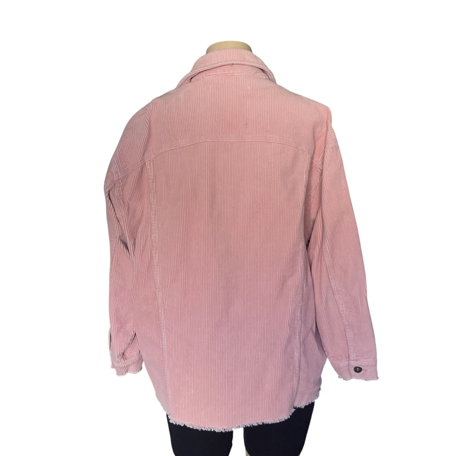 ZARA Pink Corduroy Jacket Women’s  M Oversized Button Front Shacket 100% Cotton - Image 2