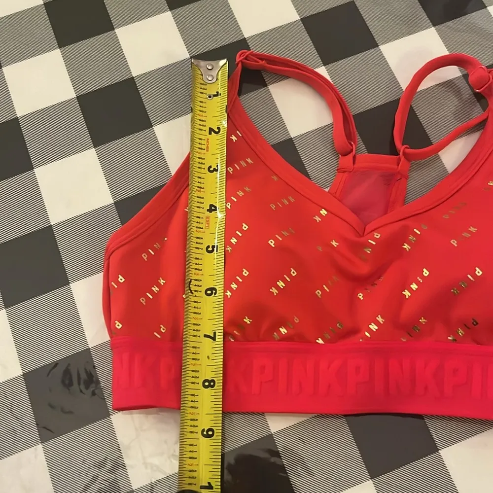 Victoria’s Secret PINK Ultimate Sports Bra Red Gold Logo Size XS - Image 8