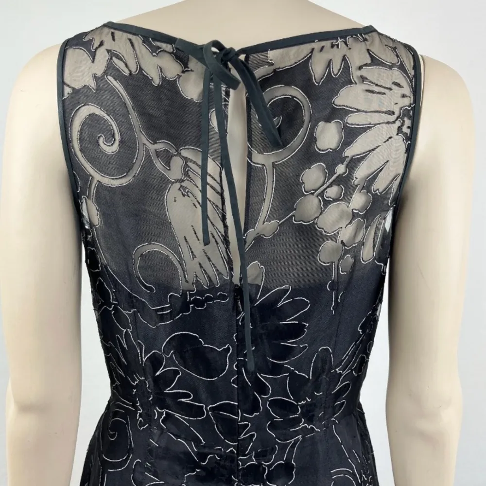 White House Black Market Black Sheer Floral Sleeveless Dress‎ - Image 3