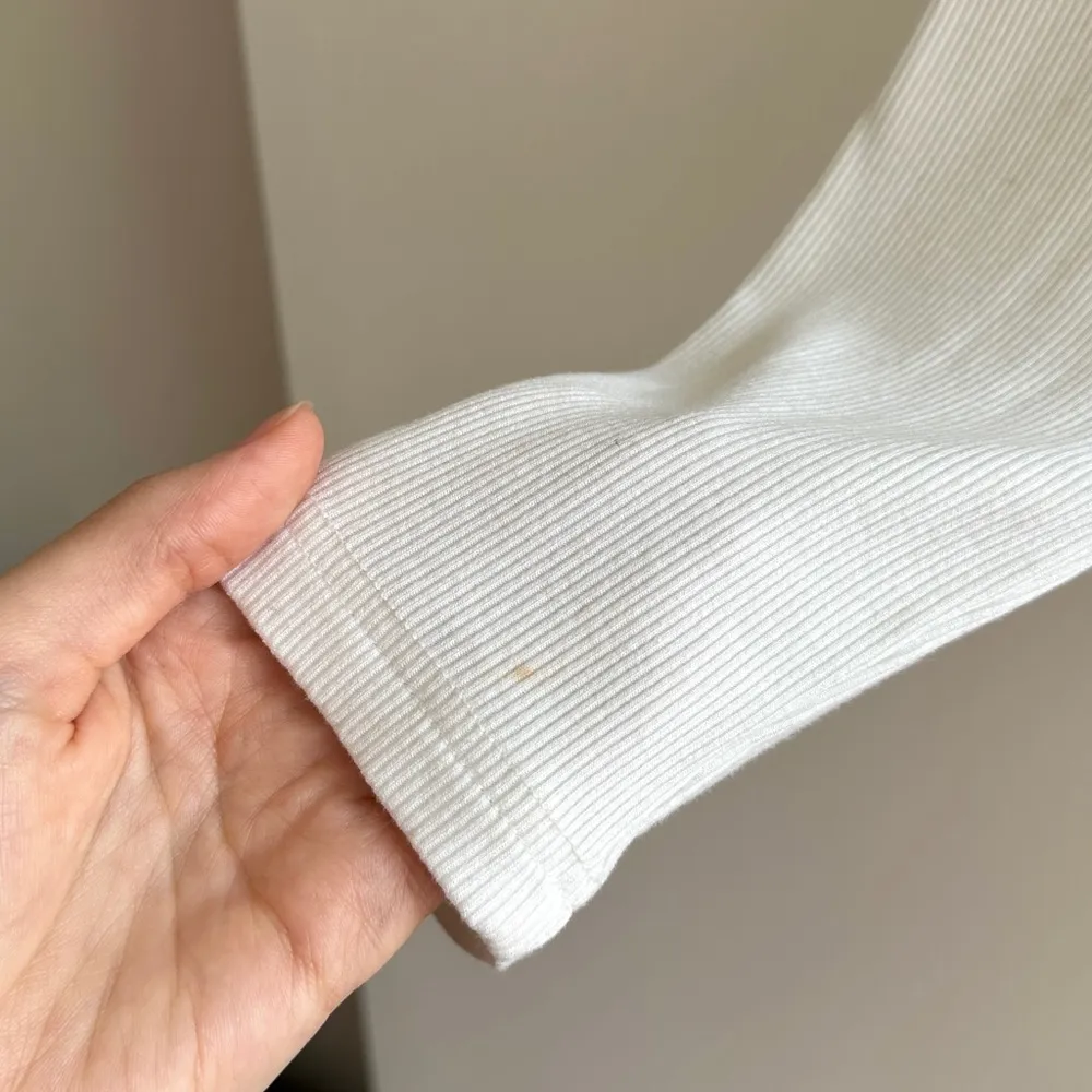 MangoPop Button Down Ribbed Long Sleeved Scoopneck Bodysuit, Size Large, White - Image 6