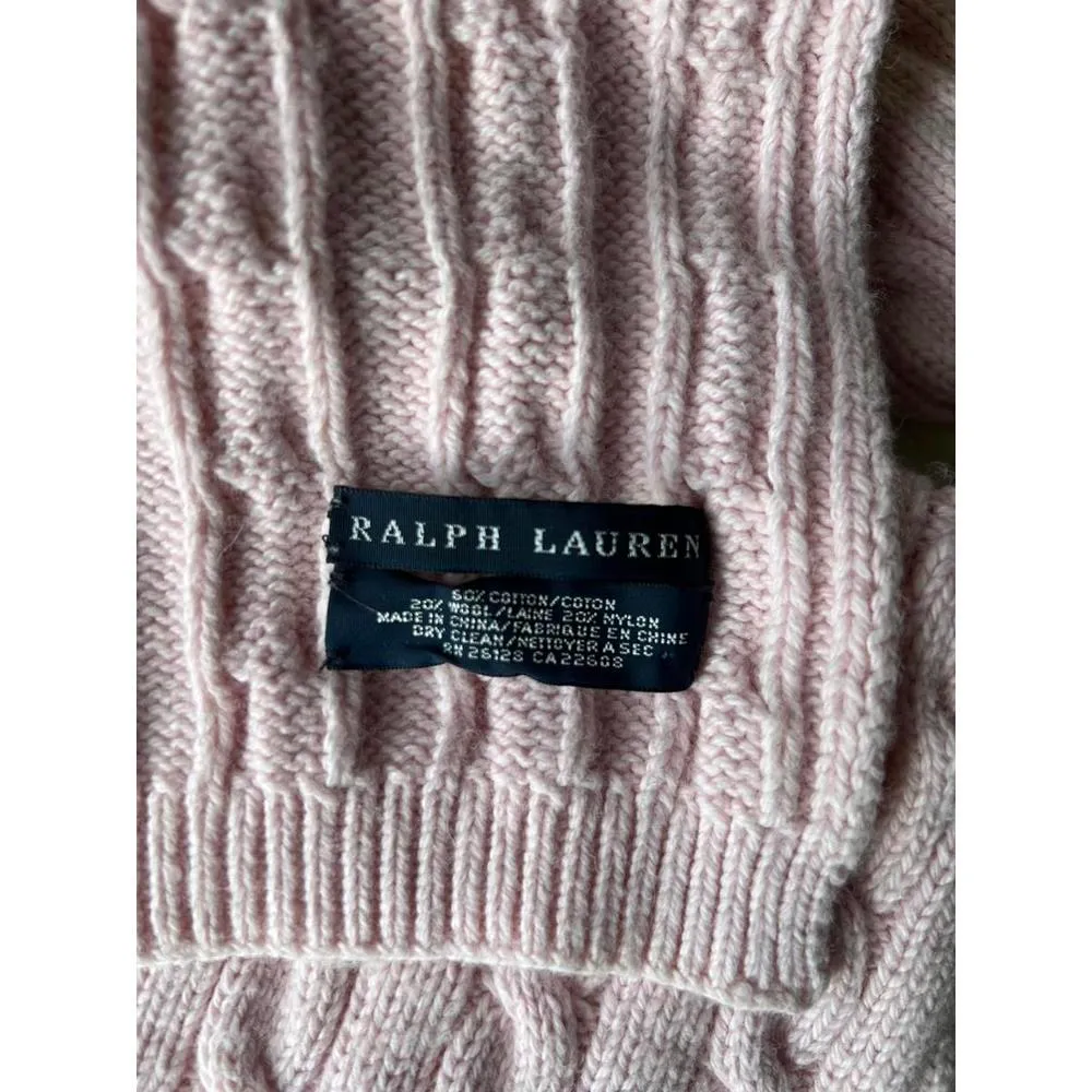 Ralph Lauren Polo Cozy Pink Cable Knit Scarf - Image 5