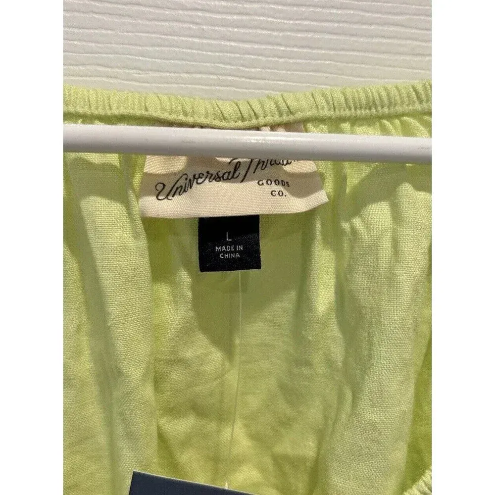 Universal Thread Linen Rayon Top Green Puff‎ Long Sleeve Tie-Front Large NWT - Image 8