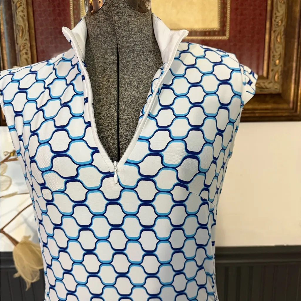 San Soleil Sleeveless 1/4 Zip Mock Neck UV 50 Dress ~ Size XS 💚🍄 Blue - Image 2