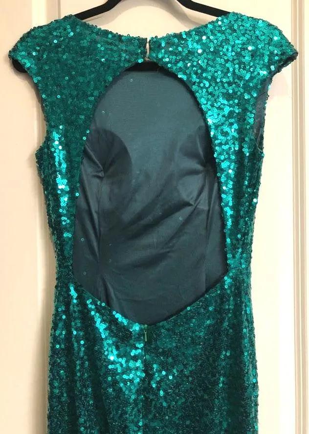 Emerald Green Sequin Dress Size M - Image 2