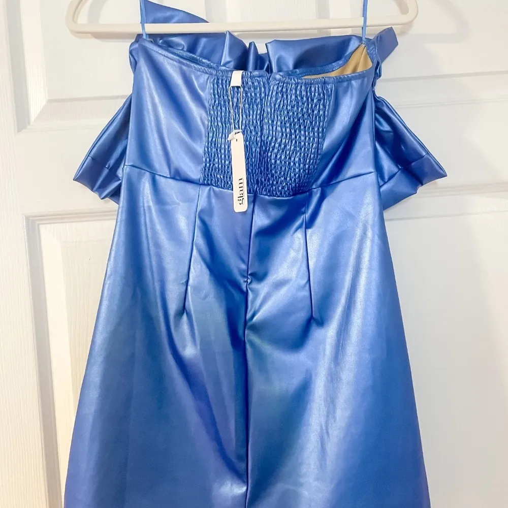 Metallic Blue Ruffle Top Dress - Image 5