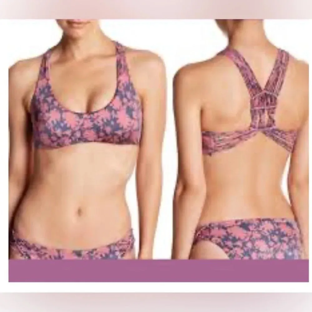 Dolce Vita Macrame Bralette Bikini Top Rose Floral az S. NWOT. No Flaws‎ B0068 Pink - Image 3