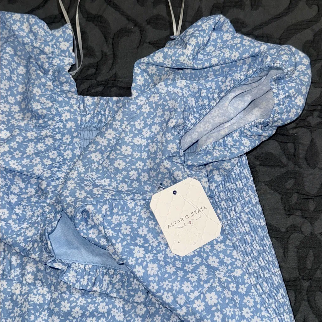 ALTAR’D STATE women’s XL cinched elastic bust tiered lined dress puff sleeves - Image 10