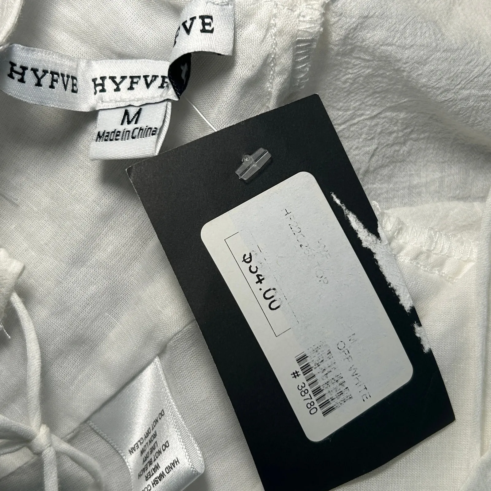 NWT HYFVE White Ruffle Front Tie Back Crop Top Size Medium Romantic Poet Boho - Image 3