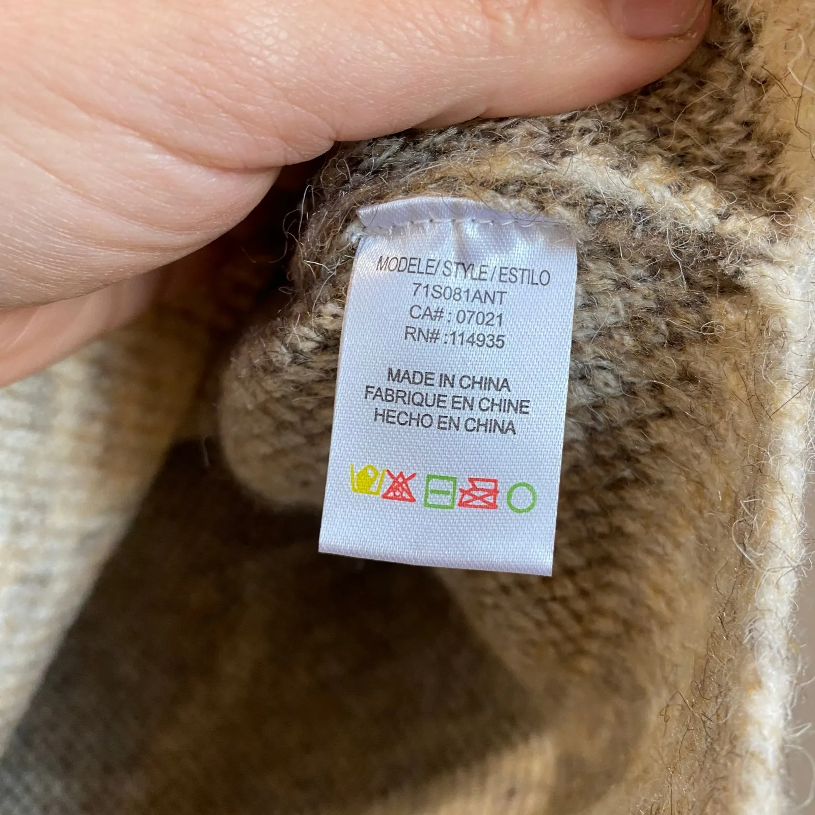 Anthropologie Moth Camo Knit Pullover Sweater Brown Tan S Soft Cozy Fall - Image 3