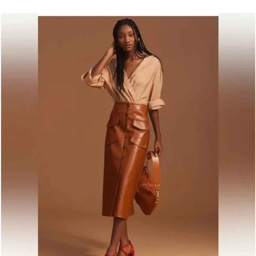 Maeve Bennet Button Down Shirt Sz M by Anthropologie Sz S 100% Cotton in Camel - Image 3