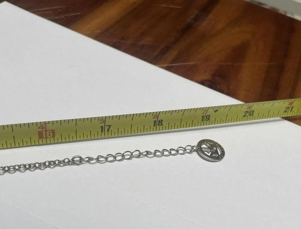 Signed Crown Trifari Silver Tone Chain Necklace Rhinestones - Adjustable Length - Image 14