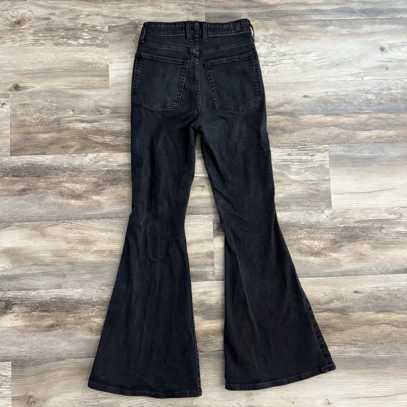 7 For All Mankind Portia Megaflare Jeans Sailor Black Women’s 26 Flare Boho 70's - Image 8