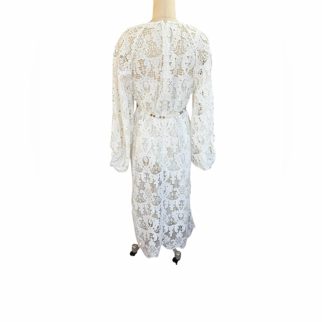 Zimmermann Coco Lace Midi Dress Ivory size 3 (large) - Image 5