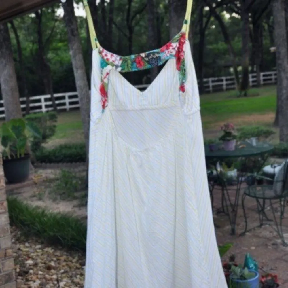 Vintage Free People white and green baby doll dress M - Image 8