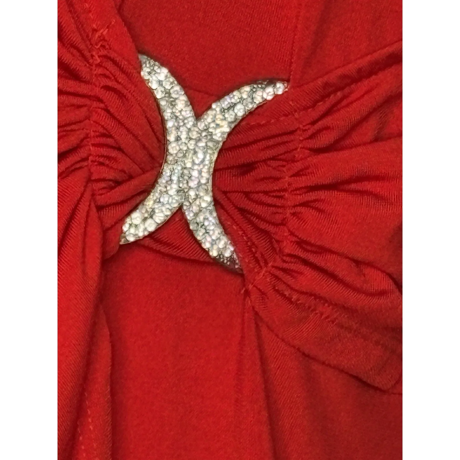 Avenue Red Plus Size 30/32 Mid Length Dress‎ NWT Draped V Neck Rhinestone Waist - Image 2