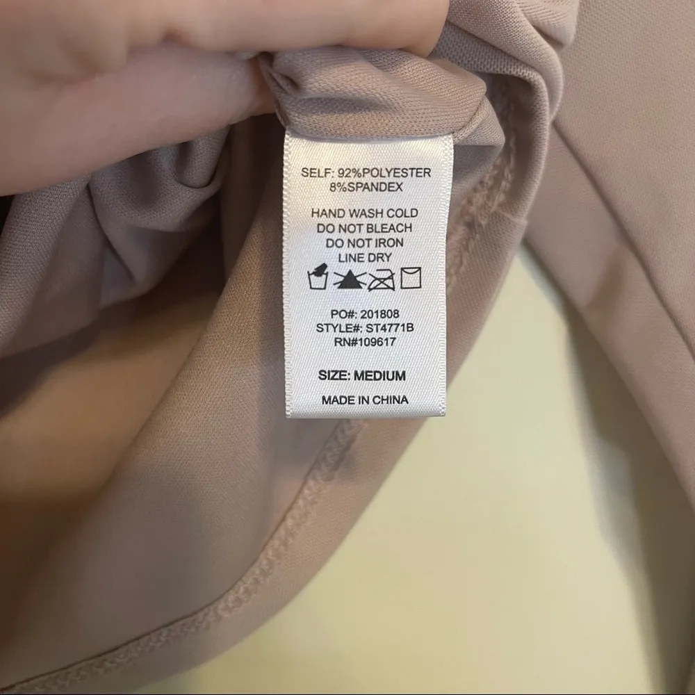 Shine Star Ruched Bodycon Long Sleeve Two Piece Set Size Medium in Light Taupe - Image 5