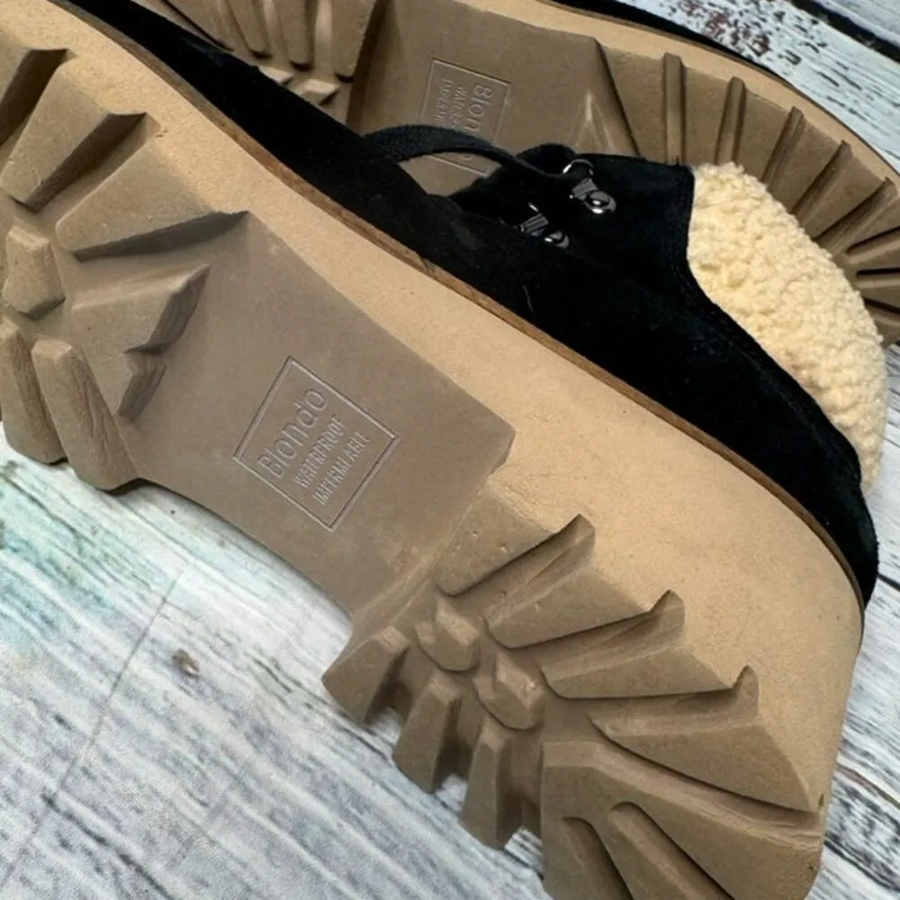 Blondo Devin Lug Sole Bootie Sherpa Lining Black Leather 8.5 - Image 5