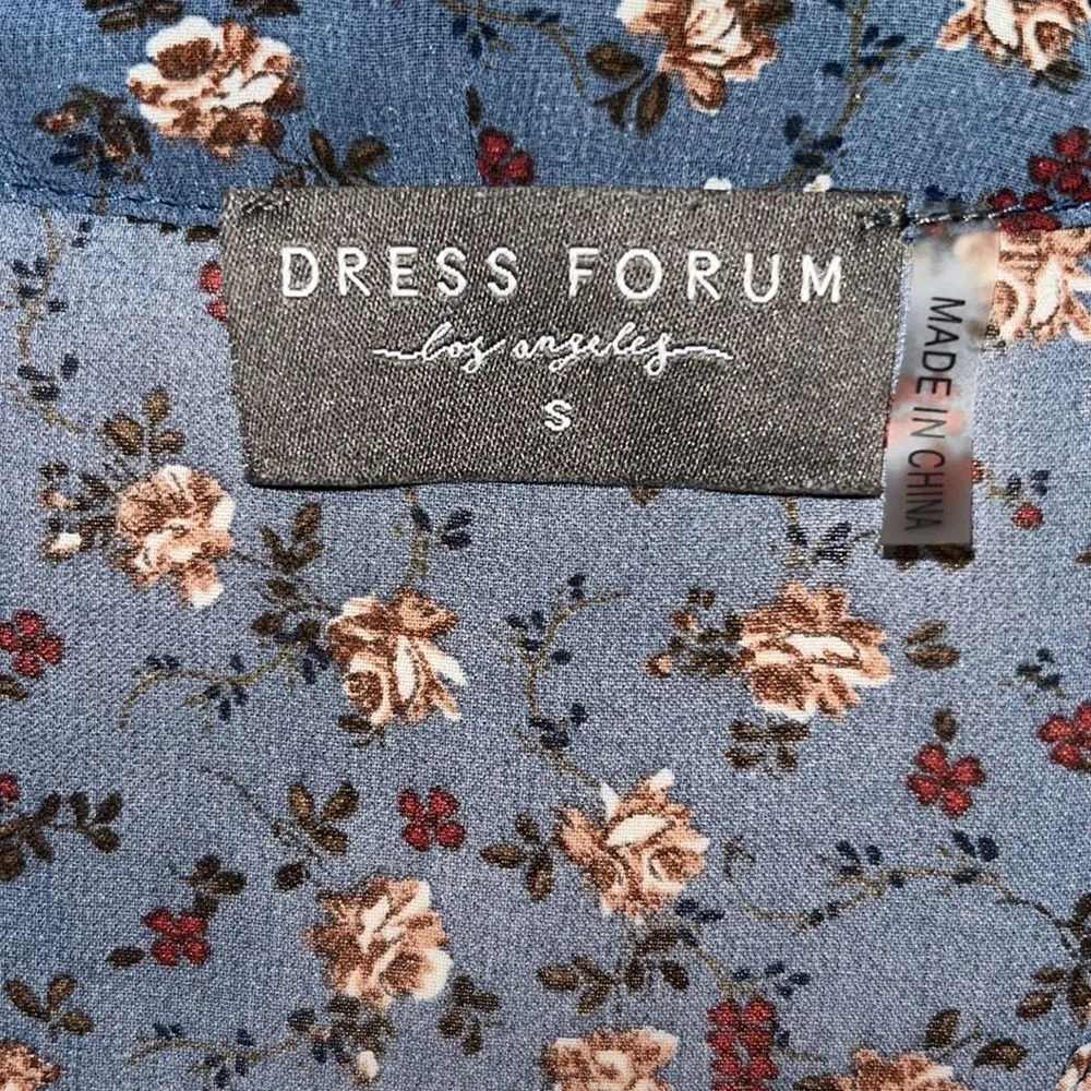 Women’s dress forum blue long sleeve floral button front swing dress western - Image 5