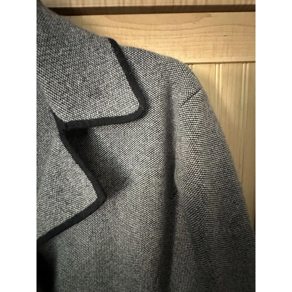 Neiman Marcus 100% Cashmere Women's L Button Sweater Cardigan Blazer Herringbone - Image 2
