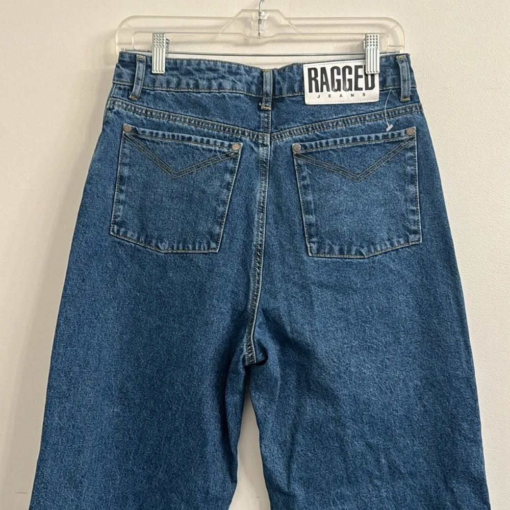 The Ragged Priest blue wash Jeans Wide Leg Raw Hem Womens 30 High Rise - Image 3