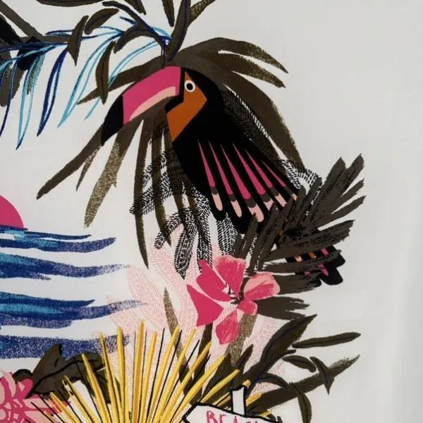 A‎ New Day Scarf Wrap Tropical Print Toucan Beach Island Large Fringe - Image 8