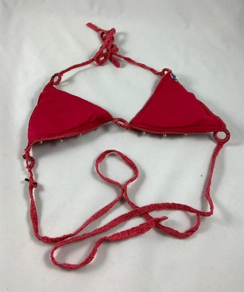 Pink Crochet Bikini Top - Image 3