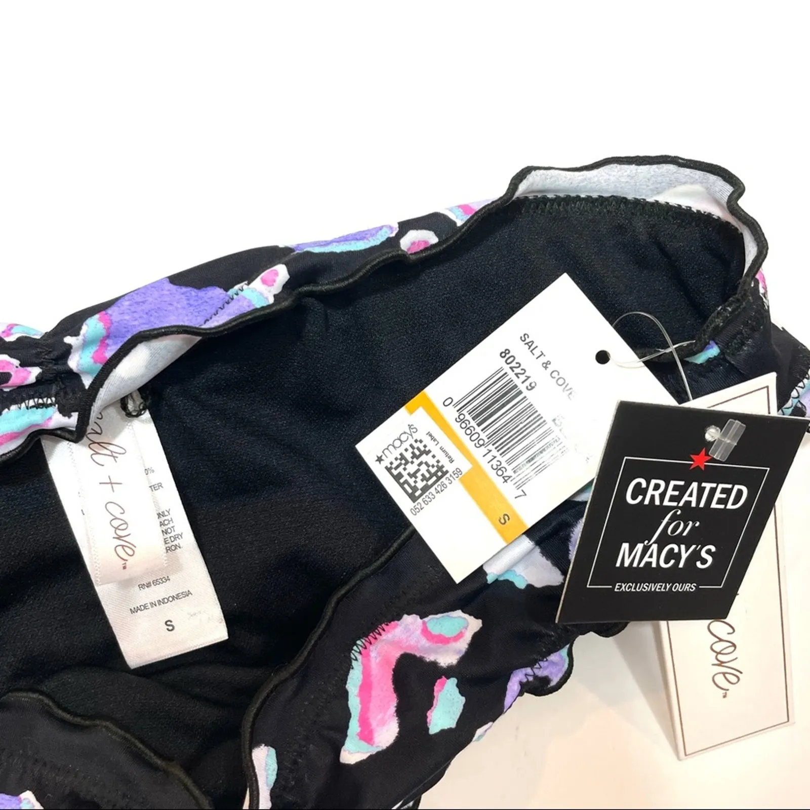 Salt+Cove LEOPARD MULTI Ruffled Bikini Swim Bottom Black - Image 3