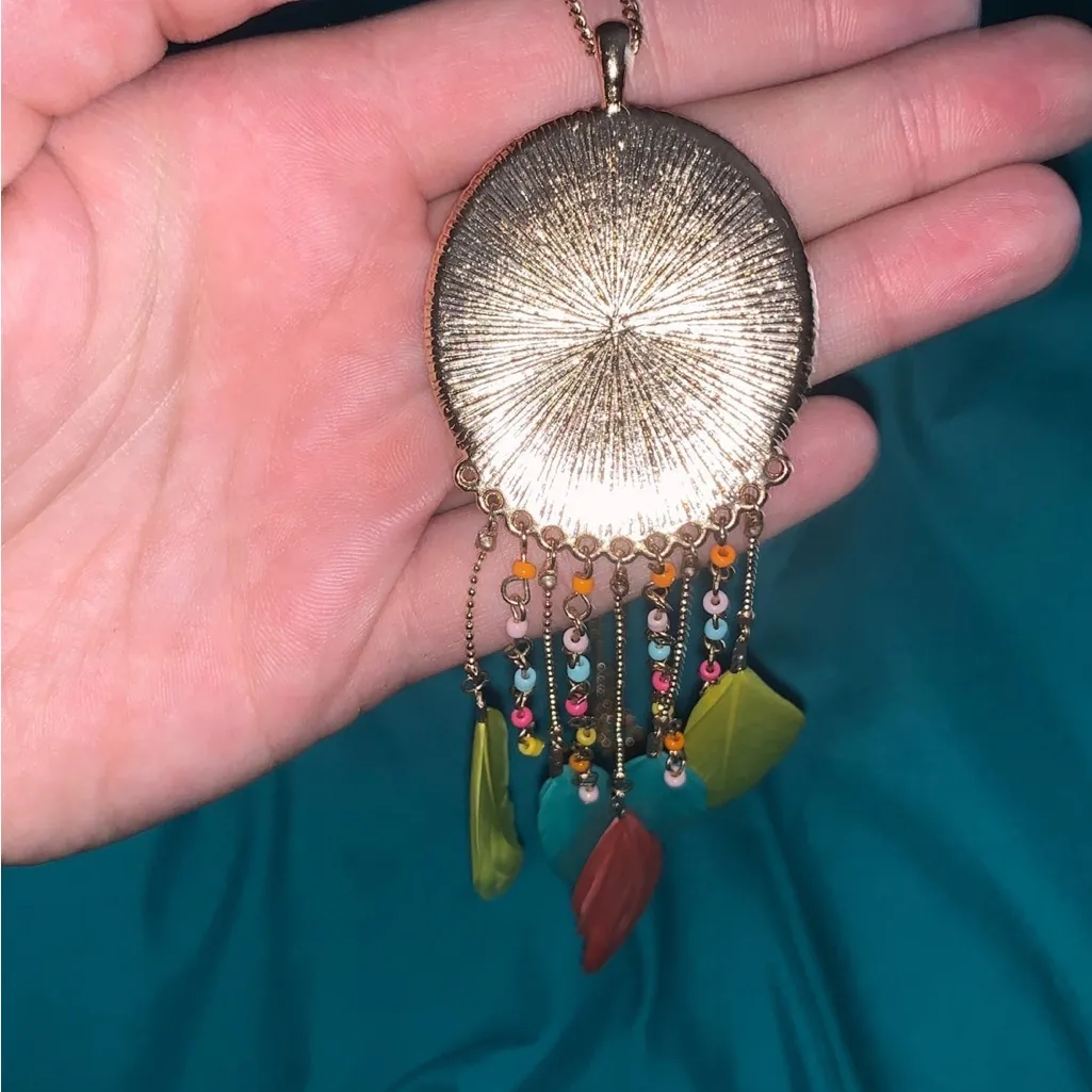 Feather Tribal Color Necklace With Feathers Yellow - Image 3