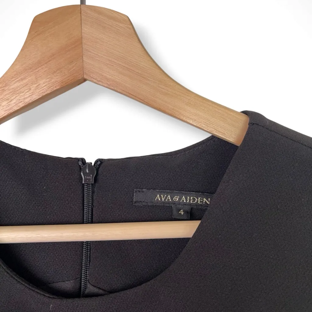 Ava & Aiden Black Pleat Detail Sleeveless Sheath Dress Size 4 - Image 9