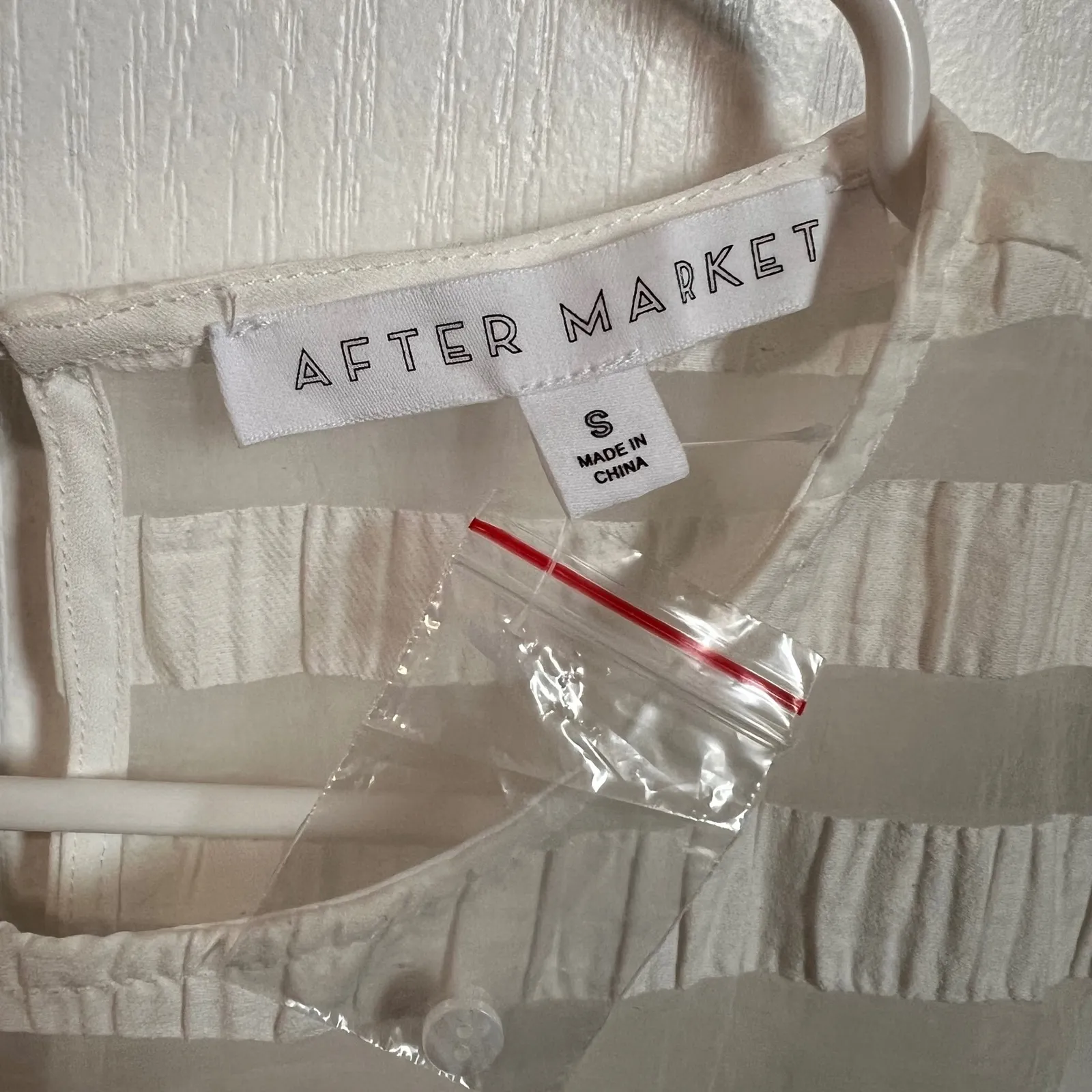 AFTER MARKET Women's White Textured Striped Sheer Sleeveless Drop Waist Dress S‎ - Image 3