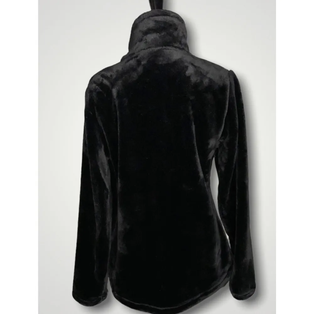 32 Heat Black Plush Velvet Faux Fur Zip Up High Neck Jacket Pockets Small… - Image 6