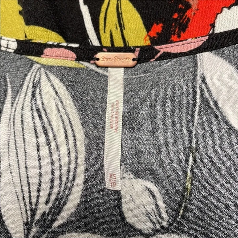 Free People Bella Black Floral Tunic Blouse Mini Dress Size XS - Image 4