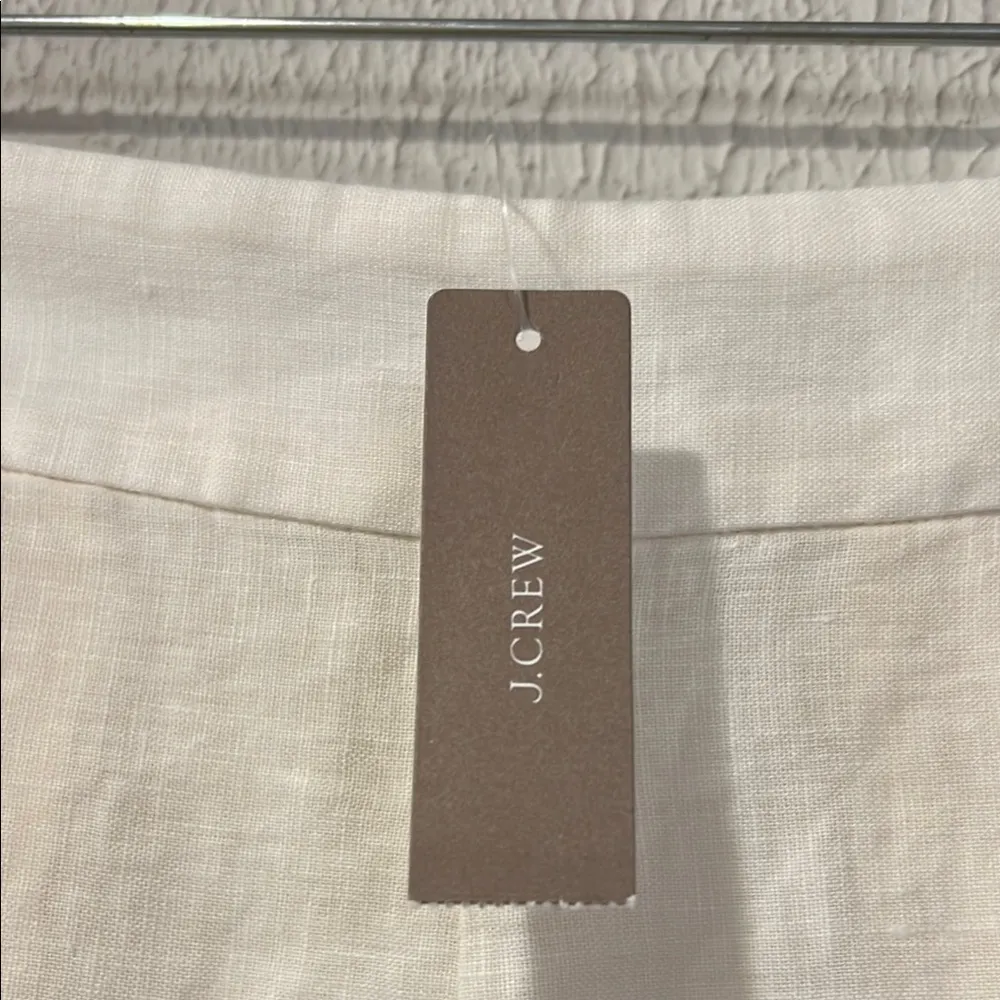 J. Crew Cream with Navy embroidery linen high waisted shorts size 2 - Image 10