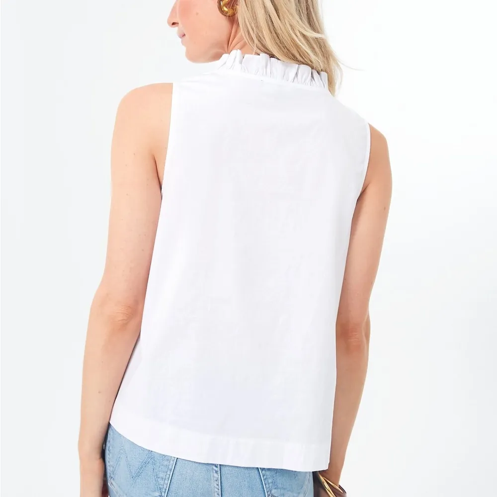 Tuckernuck POMANDER PLACE White Sleeveless Veronica Top | Small - Image 3