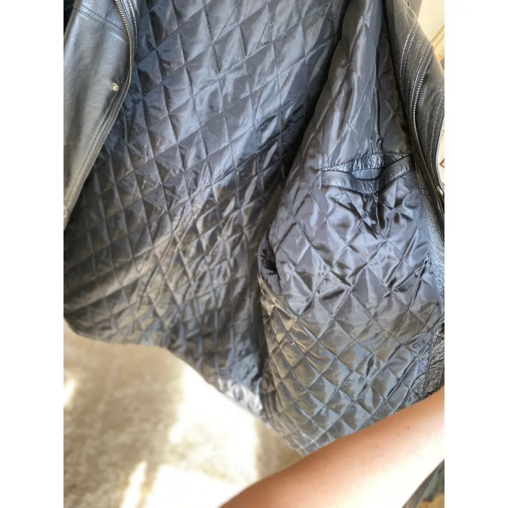 Mazzoni Black Genuine Leather Moto Coat Manhattan Quiet Luxury Streetwear Edgy Size XXL - Image 11